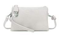 SMALL MULTI-POCKET CROSS BODY CLUTCH BAG WITH WRISTLET - CREAM
