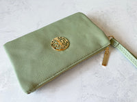 SMALL MULTI-POCKET CROSSBODY PURSE BAG WITH WRISTLET AND LONG STRAP - LIGHT BLUE