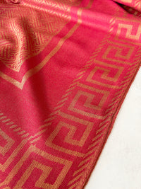 GEOMETRIC CORAL RED LIGHTWEIGHT PASHMINA SHAWL SCARF