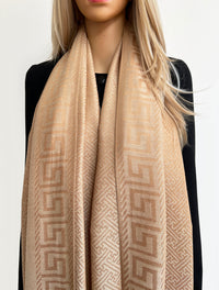 GEOMETRIC LIGHT BEIGE LIGHTWEIGHT PASHMINA SHAWL SCARF