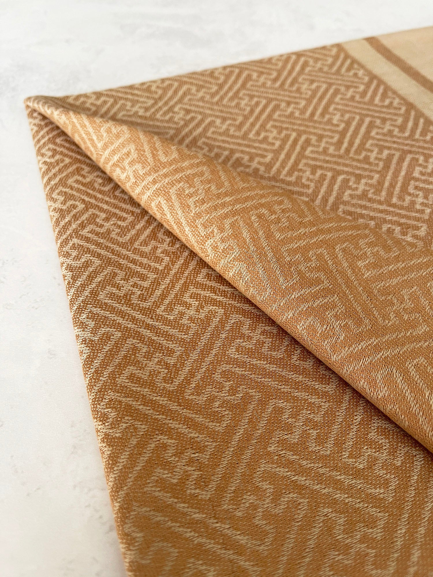 GEOMETRIC LIGHT BEIGE LIGHTWEIGHT PASHMINA SHAWL SCARF