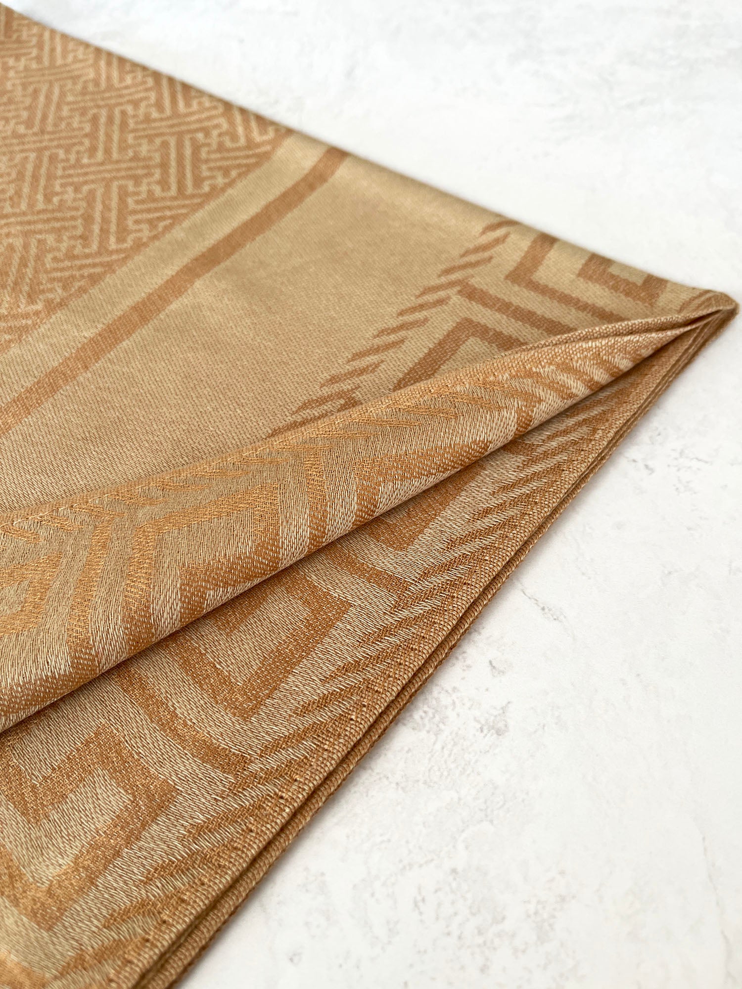 GEOMETRIC LIGHT BEIGE LIGHTWEIGHT PASHMINA SHAWL SCARF