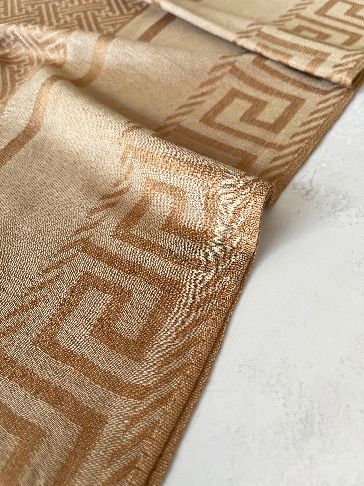 GEOMETRIC LIGHT BEIGE LIGHTWEIGHT PASHMINA SHAWL SCARF