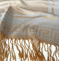GEOMETRIC GREY LIGHTWEIGHT PASHMINA SHAWL SCARF