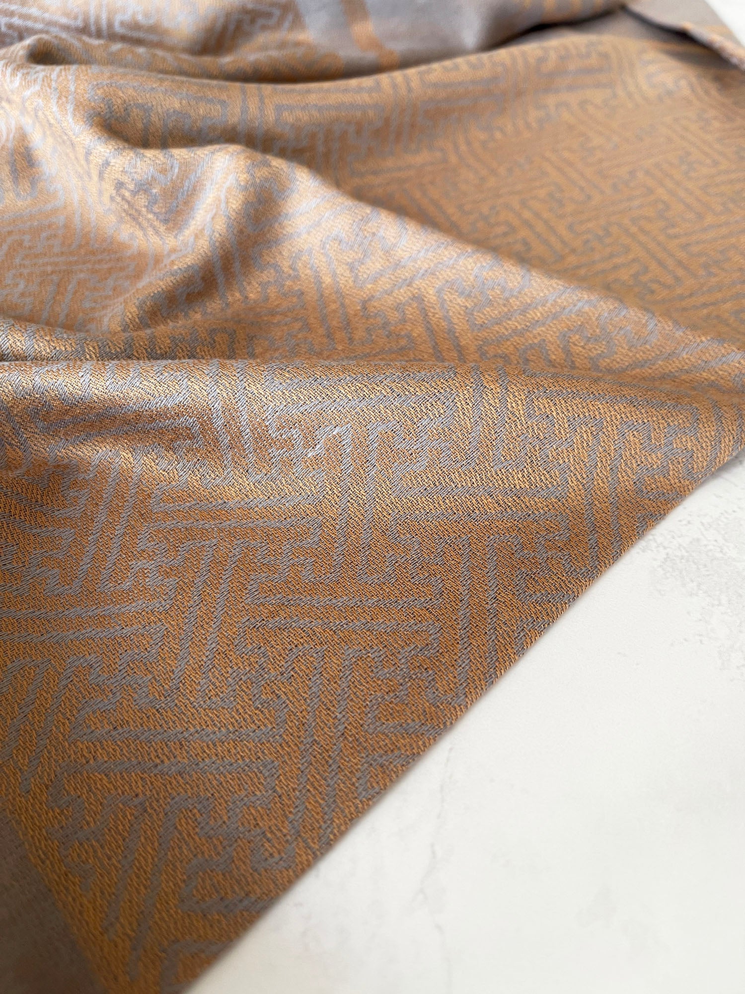 GEOMETRIC GREY LIGHTWEIGHT PASHMINA SHAWL SCARF