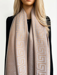 GEOMETRIC GREY LIGHTWEIGHT PASHMINA SHAWL SCARF