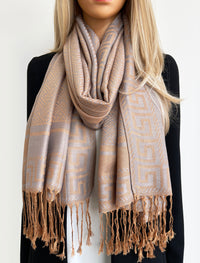 GEOMETRIC GREY LIGHTWEIGHT PASHMINA SHAWL SCARF