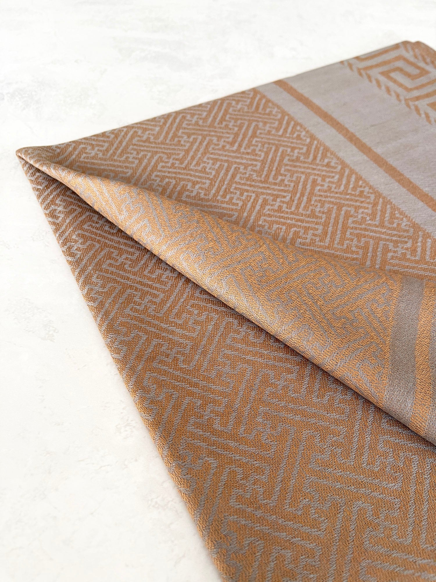 GEOMETRIC GREY LIGHTWEIGHT PASHMINA SHAWL SCARF