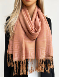 GEOMETRIC PINK LIGHTWEIGHT PASHMINA SHAWL SCARF