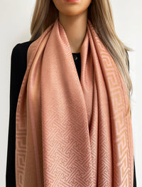 GEOMETRIC PINK LIGHTWEIGHT PASHMINA SHAWL SCARF