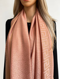 GEOMETRIC PINK LIGHTWEIGHT PASHMINA SHAWL SCARF