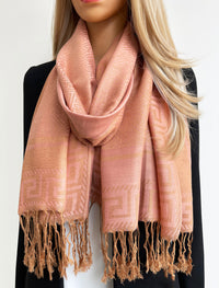 GEOMETRIC PINK LIGHTWEIGHT PASHMINA SHAWL SCARF