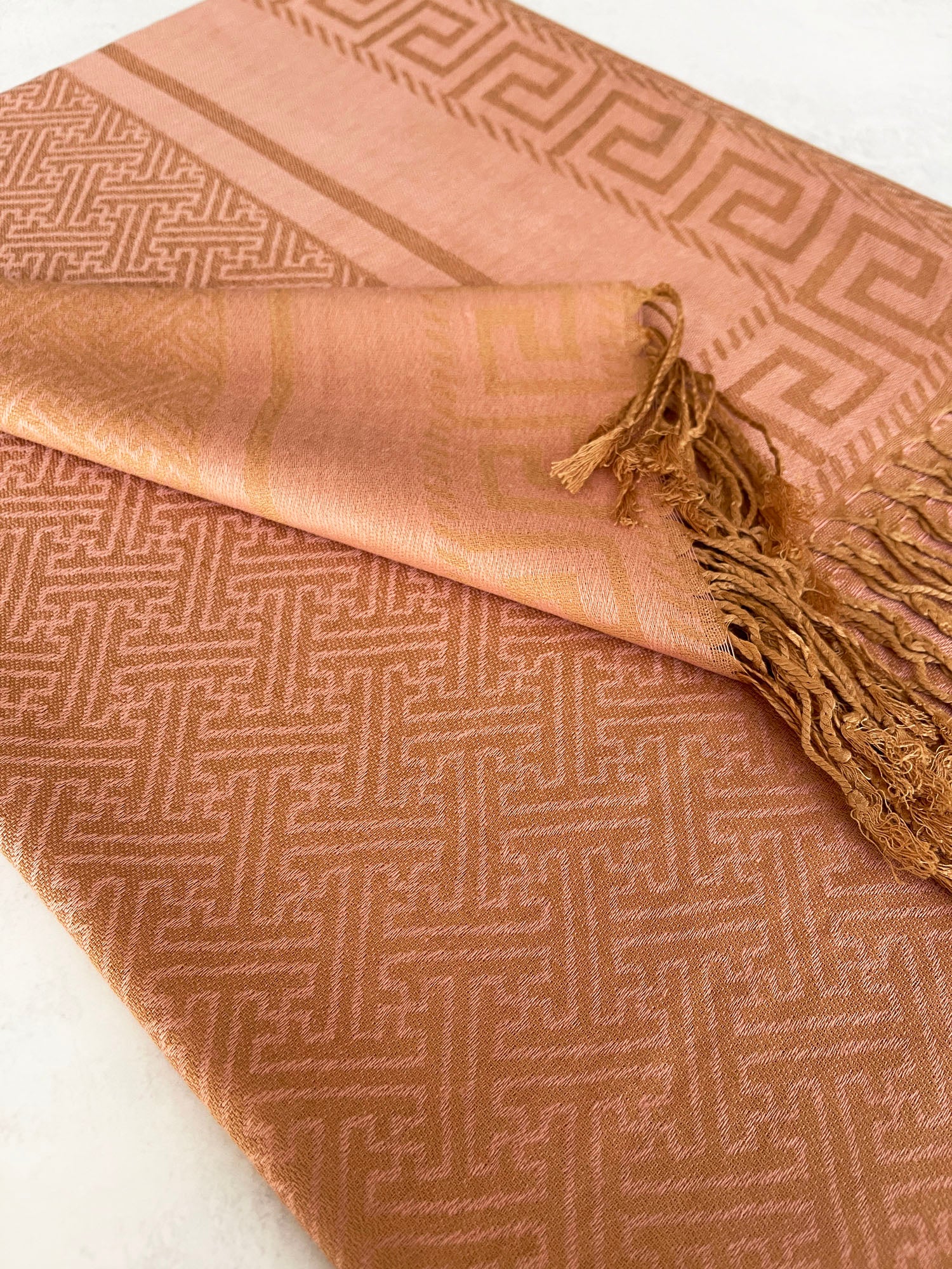 GEOMETRIC PINK LIGHTWEIGHT PASHMINA SHAWL SCARF