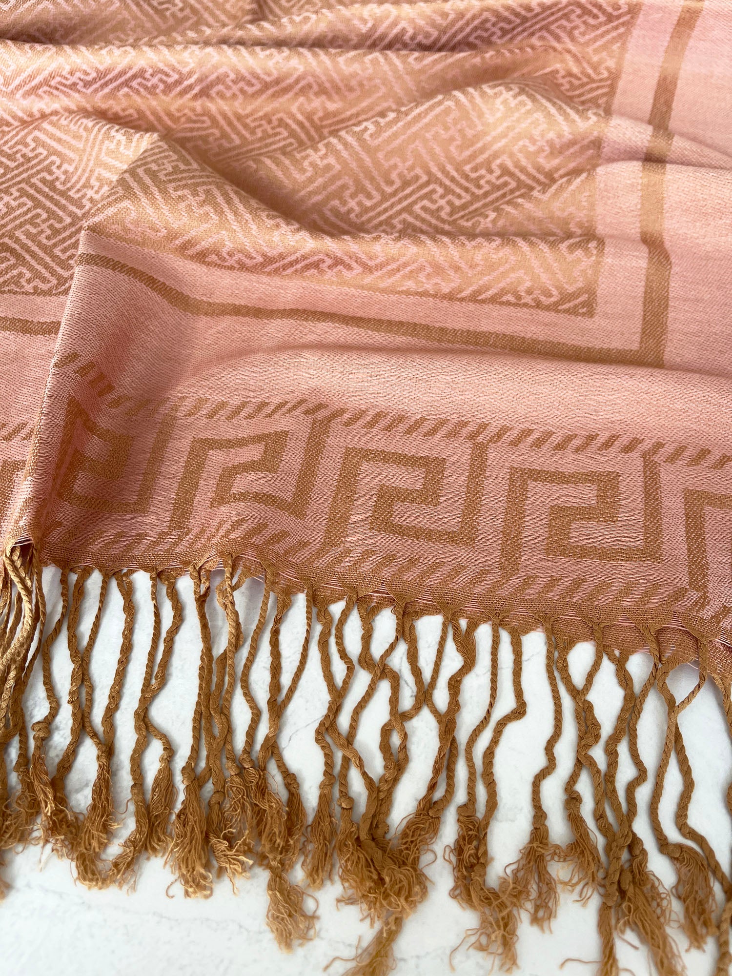 GEOMETRIC PINK LIGHTWEIGHT PASHMINA SHAWL SCARF