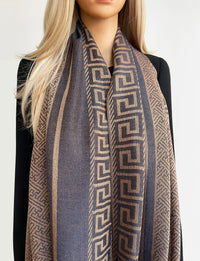 GEOMETRIC PLUM LIGHTWEIGHT PASHMINA SHAWL SCARF
