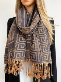 GEOMETRIC PLUM LIGHTWEIGHT PASHMINA SHAWL SCARF