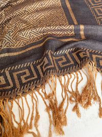 GEOMETRIC PLUM LIGHTWEIGHT PASHMINA SHAWL SCARF