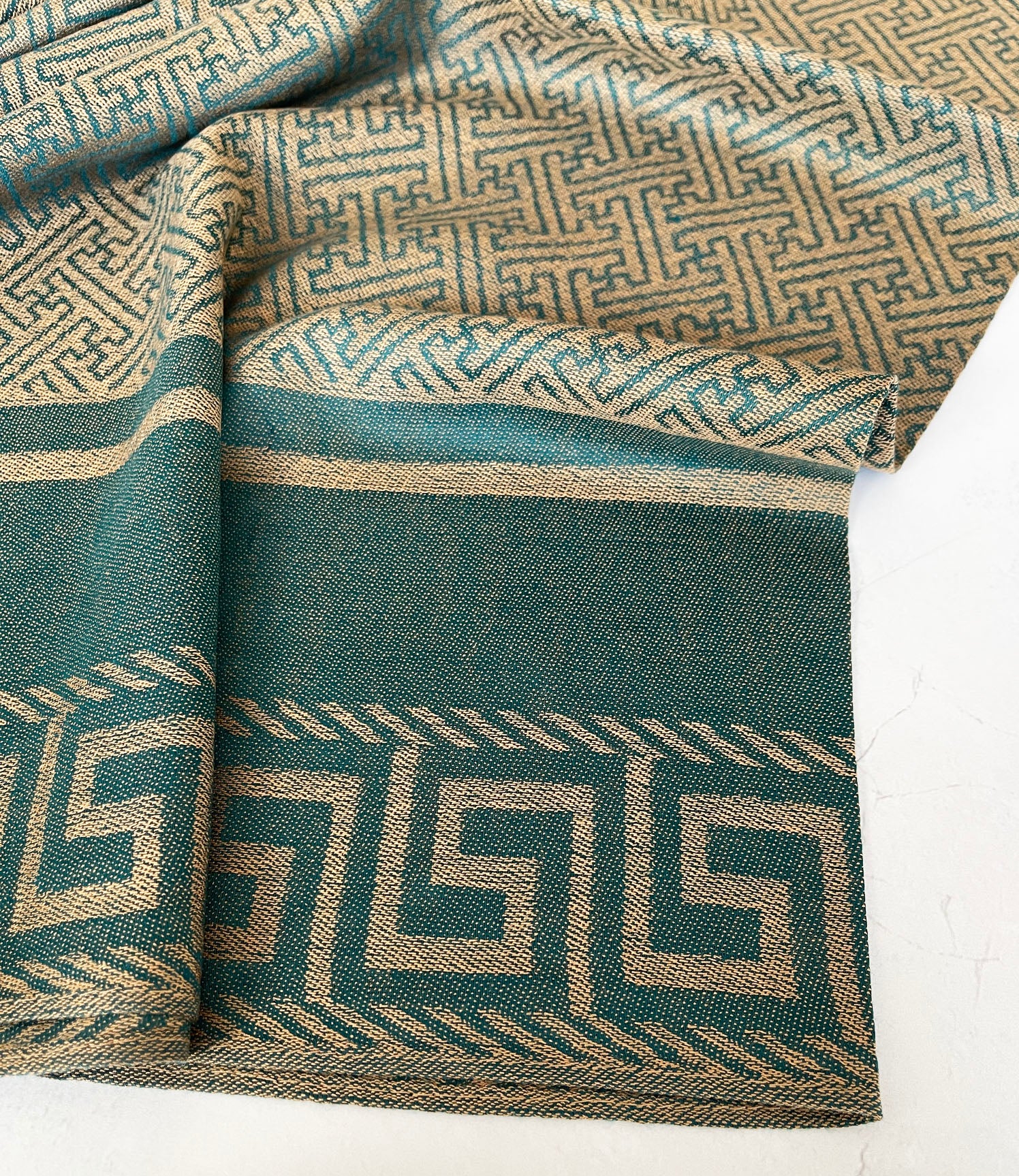 GEOMETRIC TEAL LIGHTWEIGHT PASHMINA SHAWL SCARF