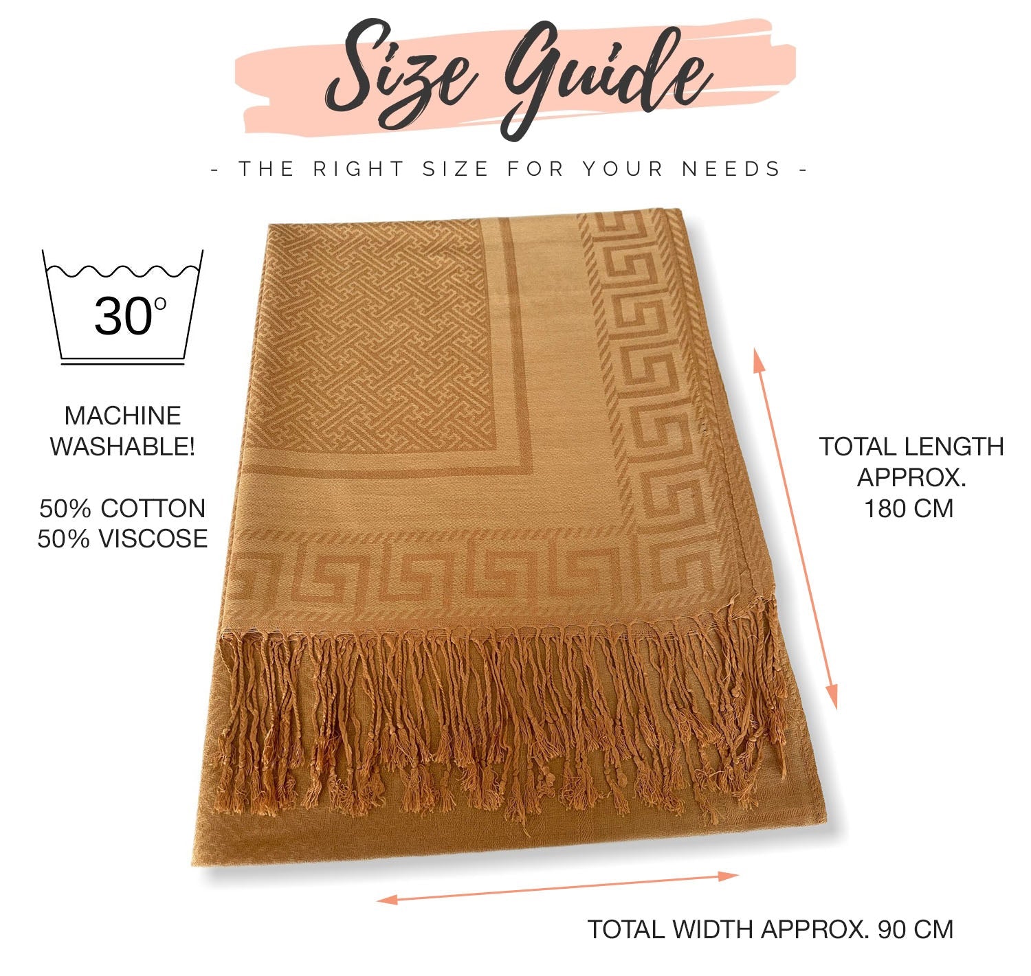 GEOMETRIC GOLDEN BEIGE LIGHTWEIGHT PASHMINA SHAWL SCARF