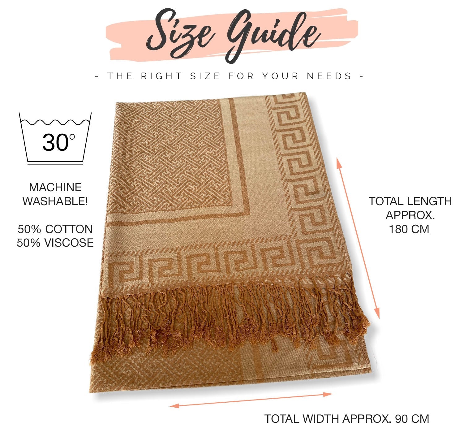 GEOMETRIC LIGHT BEIGE LIGHTWEIGHT PASHMINA SHAWL SCARF