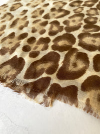 LARGE BEIGE OMBRE COTTON MIX LEOPARD PRINT SCARF