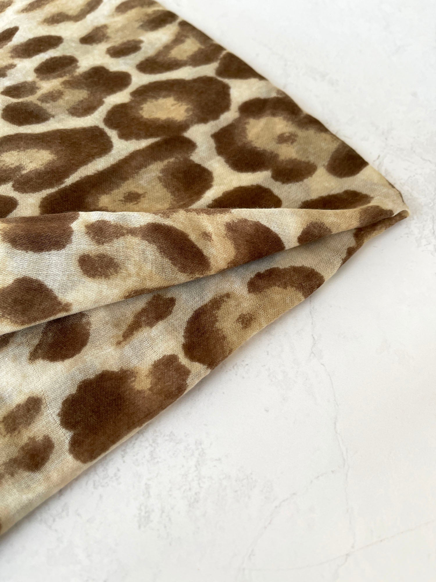 LARGE BEIGE OMBRE COTTON MIX LEOPARD PRINT SCARF