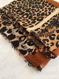 Brown Snakeskin and Leopard Print Scarf