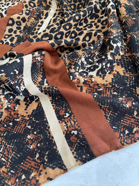 Brown Snakeskin and Leopard Print Scarf