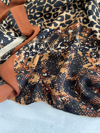 Brown Snakeskin and Leopard Print Scarf