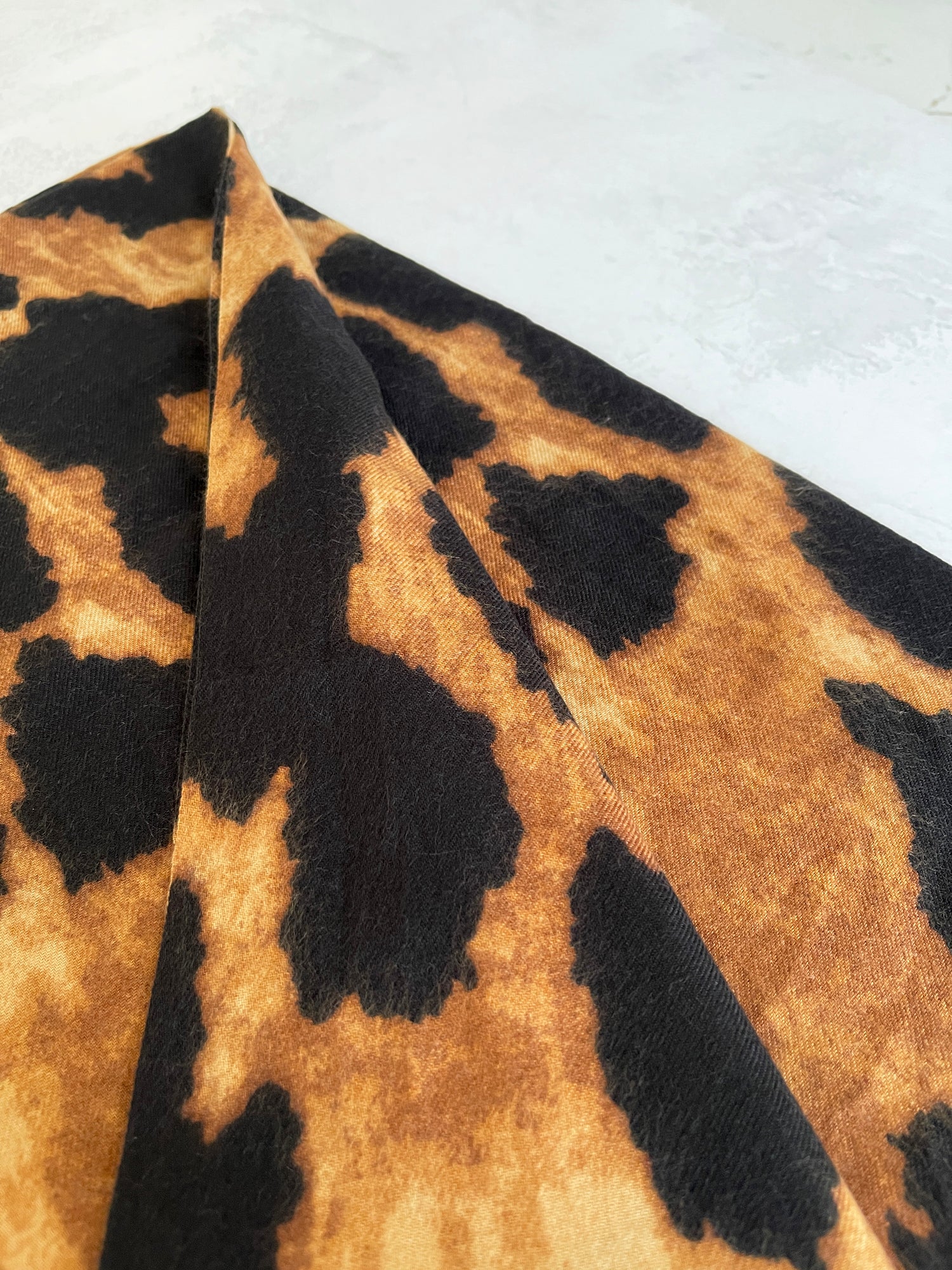 LARGE BROWN WOOL BIG LEOPARD PRINT SCARF