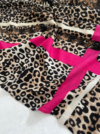 Fuchsia Pink Snakeskin and Leopard Print Scarf