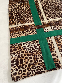 Green Snakeskin and Leopard Print Scarf