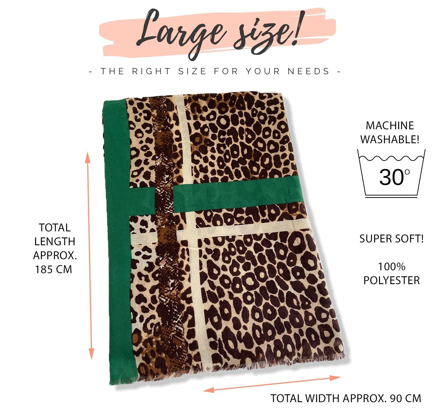 Green Snakeskin and Leopard Print Scarf
