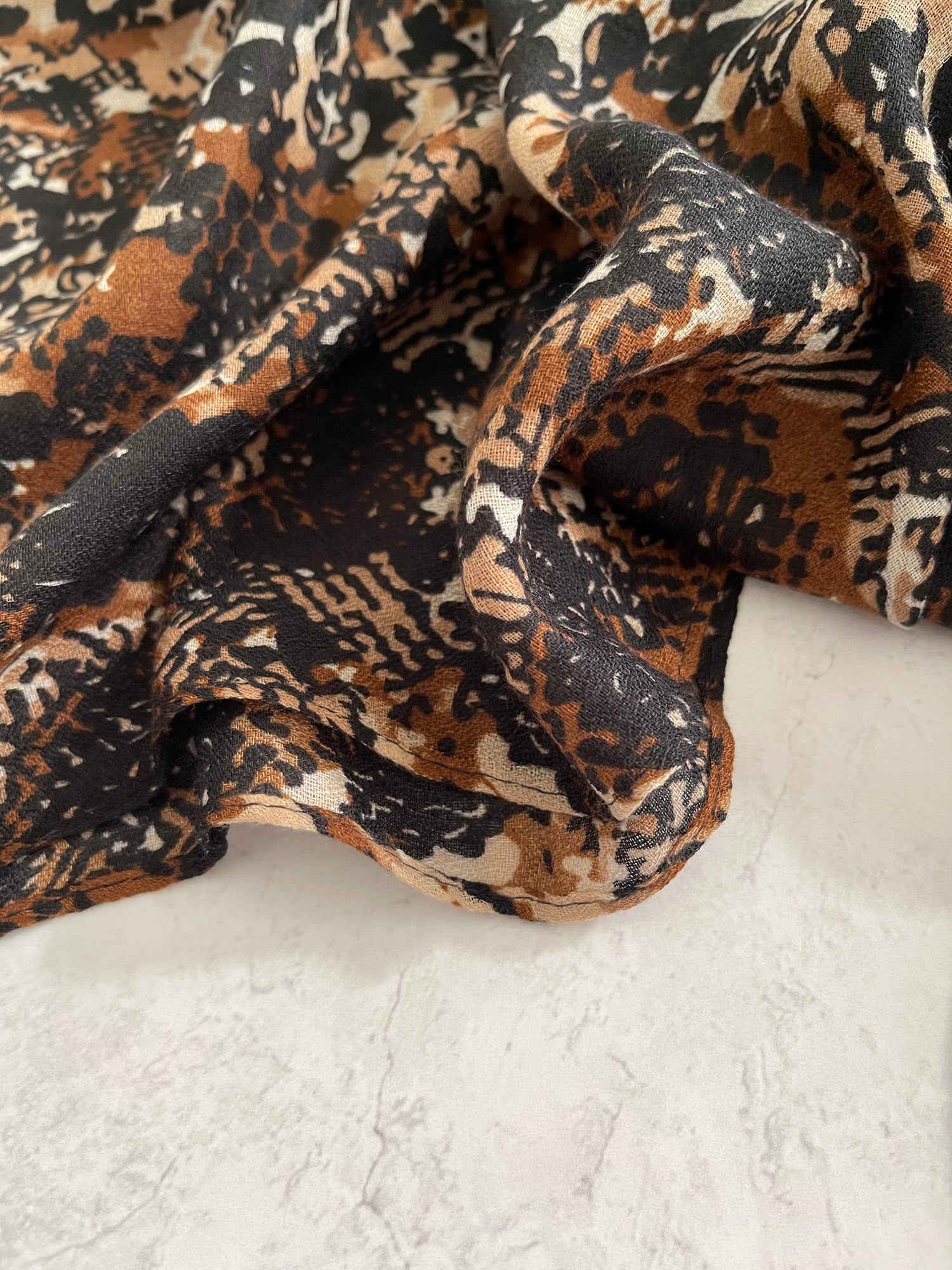 Royal Blue Snakeskin and Leopard Print Scarf