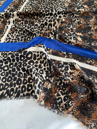 Royal Blue Snakeskin and Leopard Print Scarf