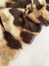 LARGE TAUPE WOOL BIG LEOPARD PRINT SCARF