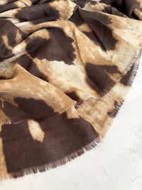 LARGE TAUPE WOOL BIG LEOPARD PRINT SCARF