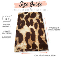 LARGE TAUPE WOOL BIG LEOPARD PRINT SCARF