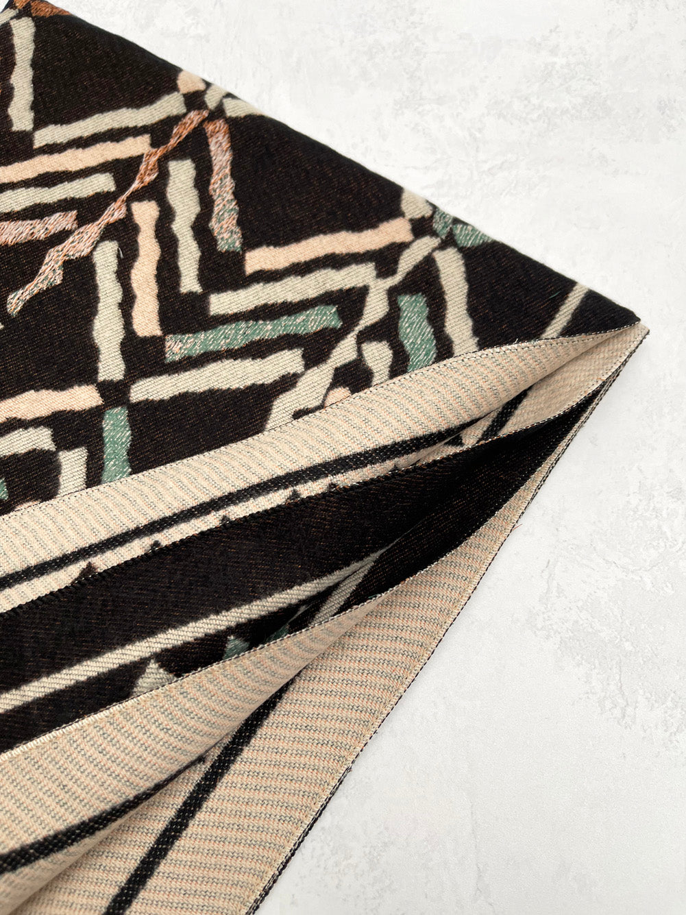 LARGE BLACK RETRO PRINT REVERSIBLE WOOL WINTER SHAWL BLANKET SCARF