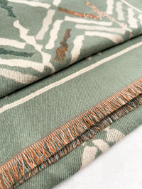LARGE GREEN RETRO PRINT REVERSIBLE WOOL WINTER SHAWL BLANKET SCARF