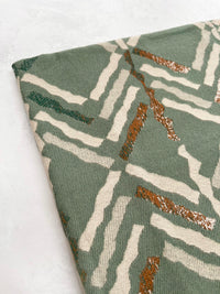 LARGE GREEN RETRO PRINT REVERSIBLE WOOL WINTER SHAWL BLANKET SCARF