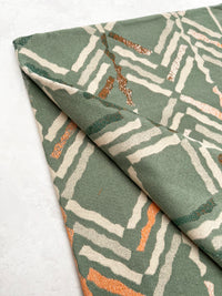 LARGE GREEN RETRO PRINT REVERSIBLE WOOL WINTER SHAWL BLANKET SCARF