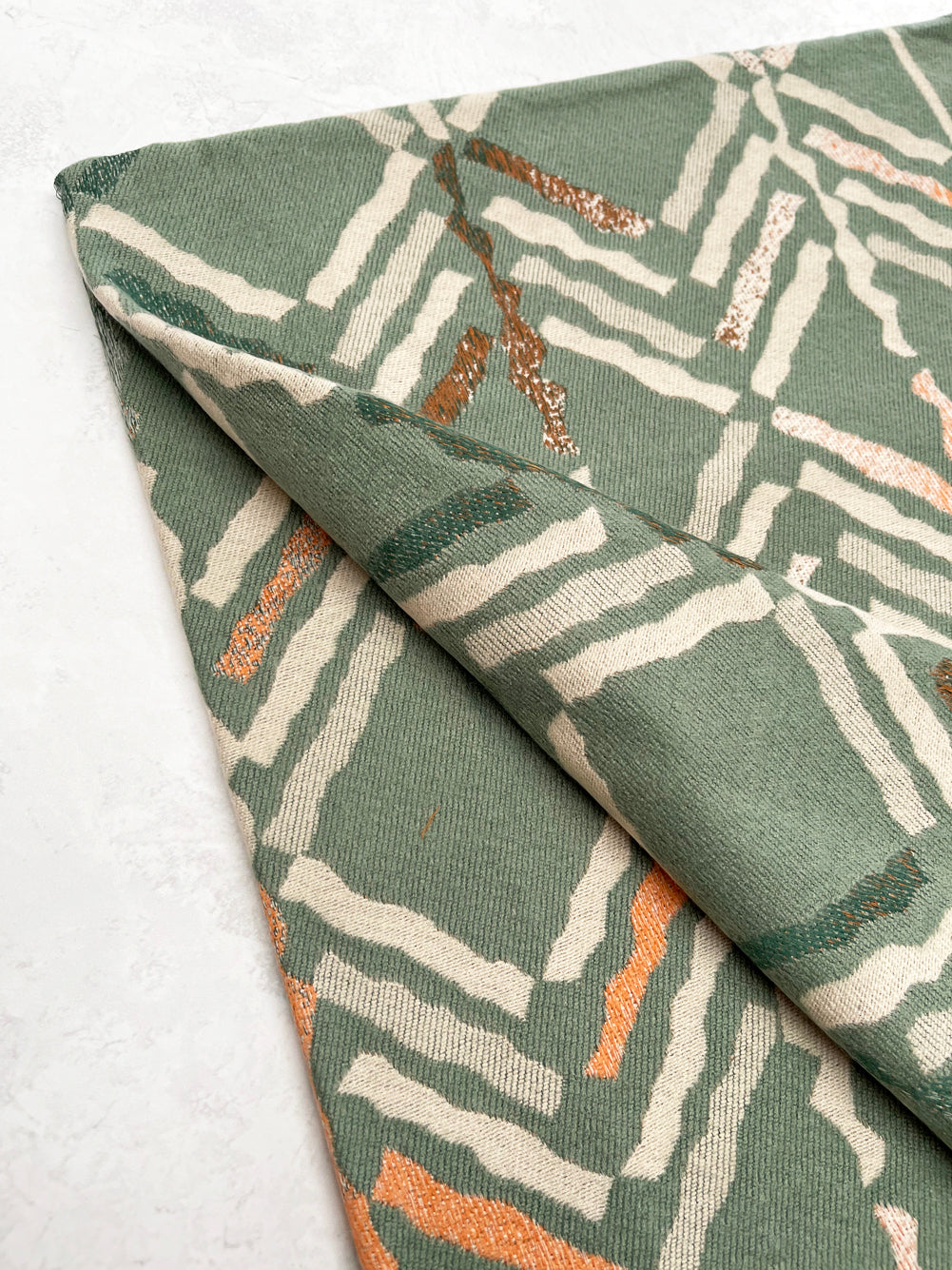 LARGE GREEN RETRO PRINT REVERSIBLE WOOL WINTER SHAWL BLANKET SCARF