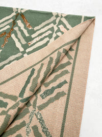 LARGE GREEN RETRO PRINT REVERSIBLE WOOL WINTER SHAWL BLANKET SCARF