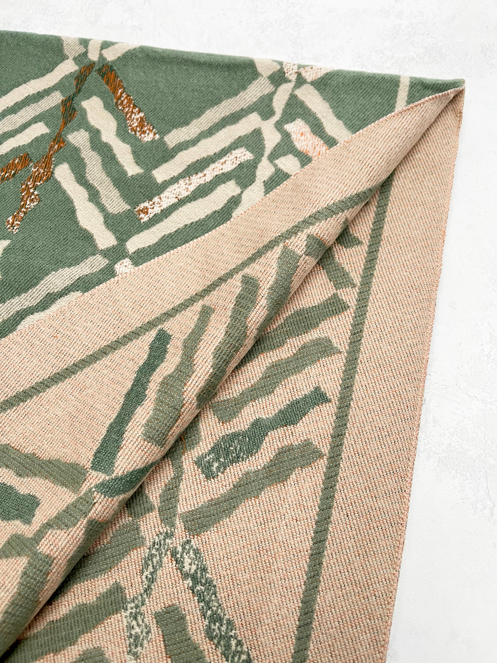 LARGE GREEN RETRO PRINT REVERSIBLE WOOL WINTER SHAWL BLANKET SCARF
