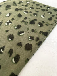 LARGE GREEN WOOL SPOTTY LEOPARD PRINT SCARF