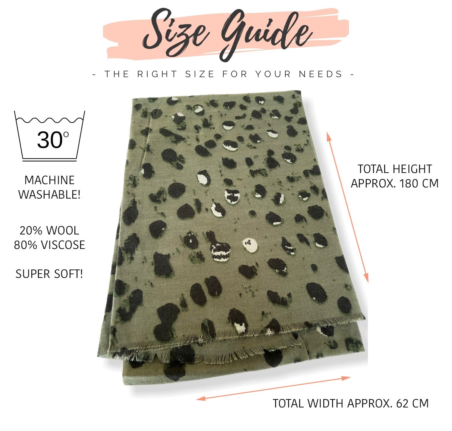 LARGE GREEN WOOL SPOTTY LEOPARD PRINT SCARF