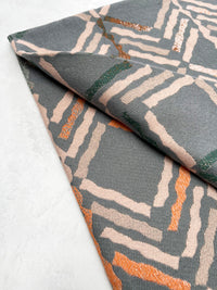 LARGE GREY RETRO PRINT REVERSIBLE WOOL WINTER SHAWL BLANKET SCARF