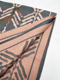LARGE GREY RETRO PRINT REVERSIBLE WOOL WINTER SHAWL BLANKET SCARF