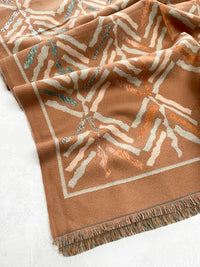 LARGE NUDE RETRO PRINT REVERSIBLE WOOL WINTER SHAWL BLANKET SCARF